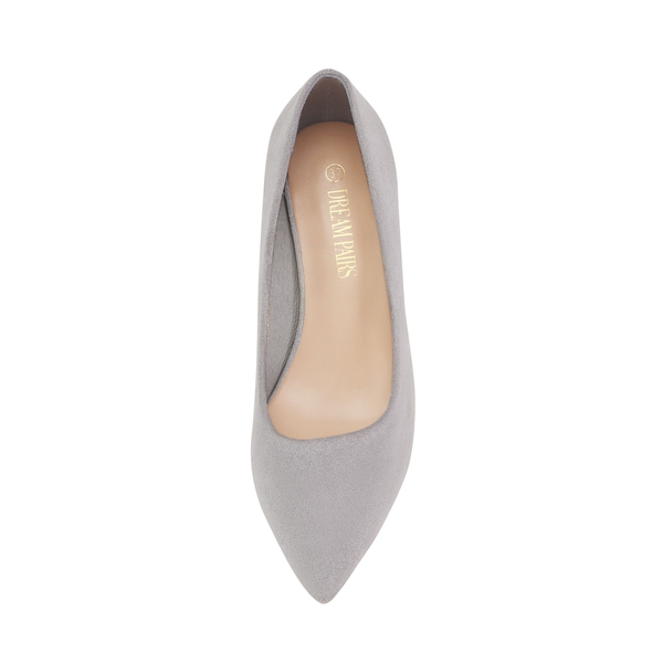 Elegant Block Heel Suede Pumps - GREY SUEDE - 3